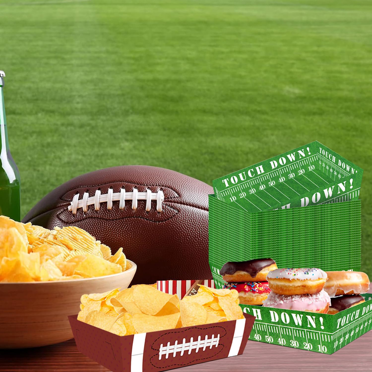 UROINEPA football theme plates collection enhances festive table setup.