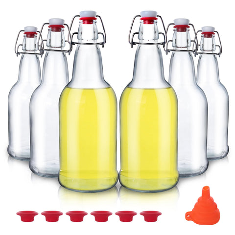 UrSpeedtekLive 6-pack swing-top bottles close-up, ideal for smooth brewing and airtight storage.