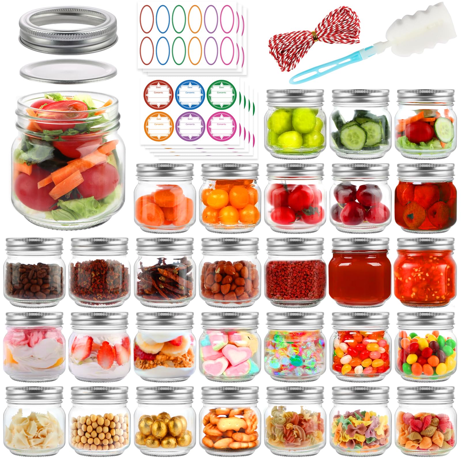UrSpeedtekLive 8 oz mason jar with regular lids, clear glass for easy content visibility.