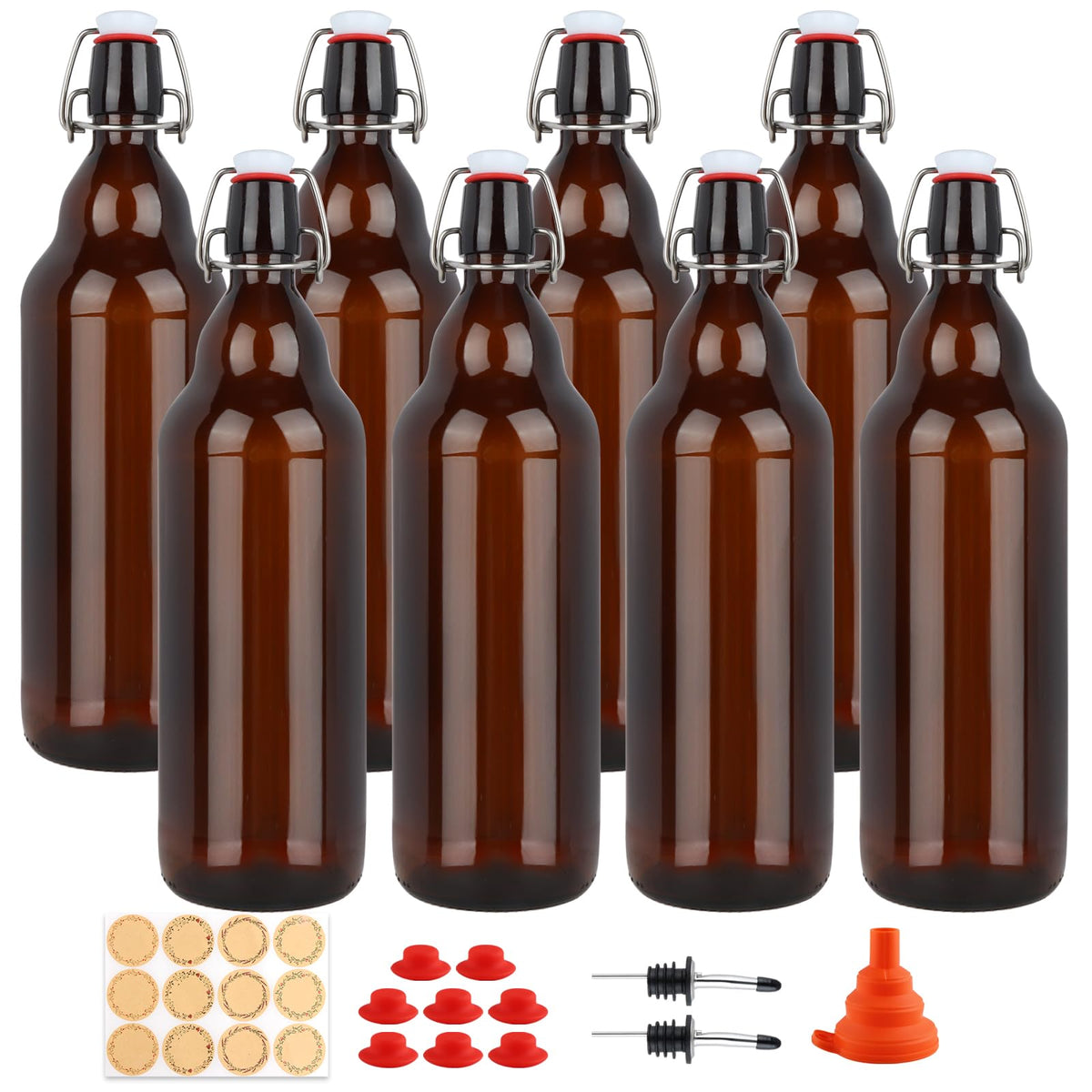 UrSpeedtekLive amber swing-top bottle close-up with airtight seal preserves flavor.