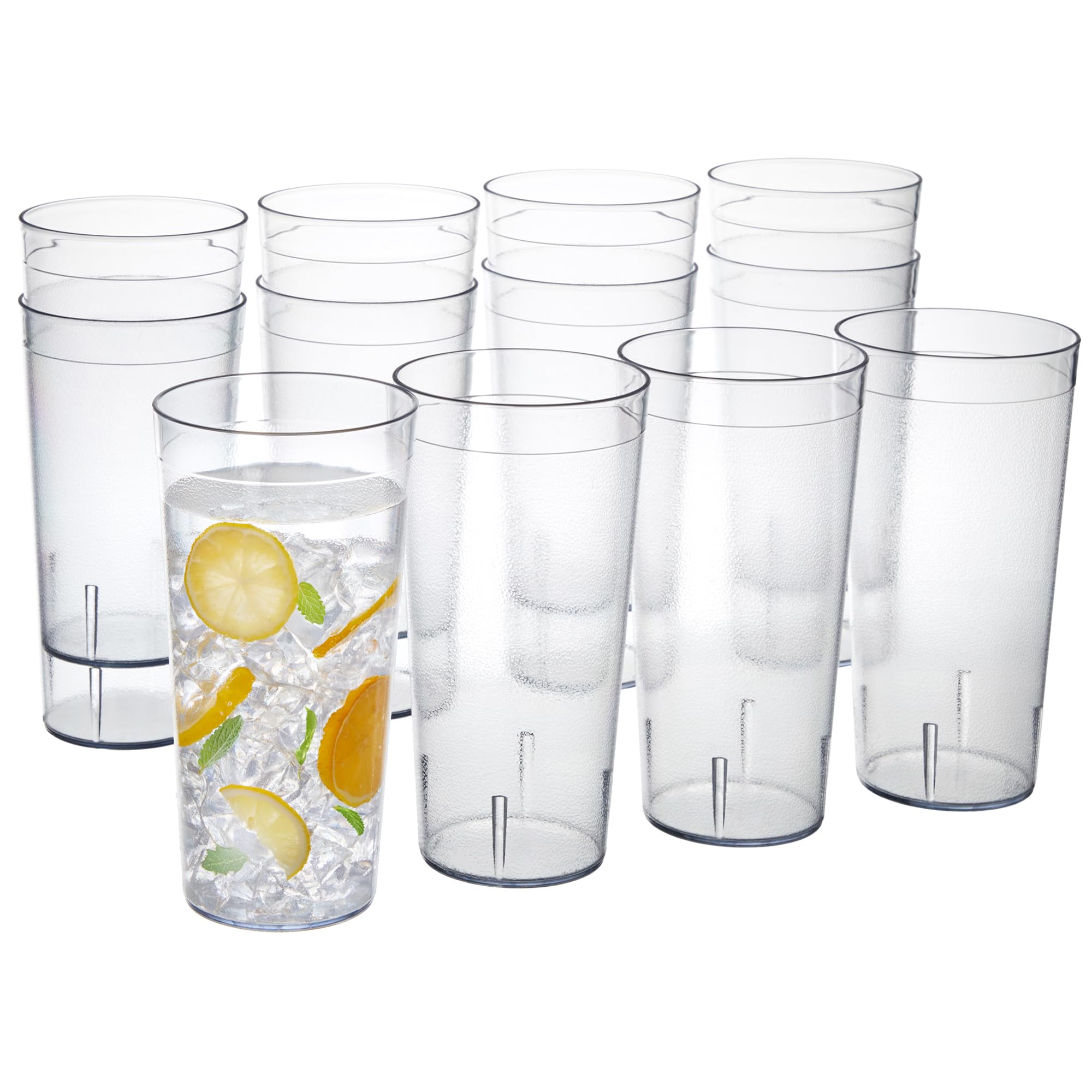 US Acrylic Café 32-ounce tumblers, stackable for family meals and large beverages.