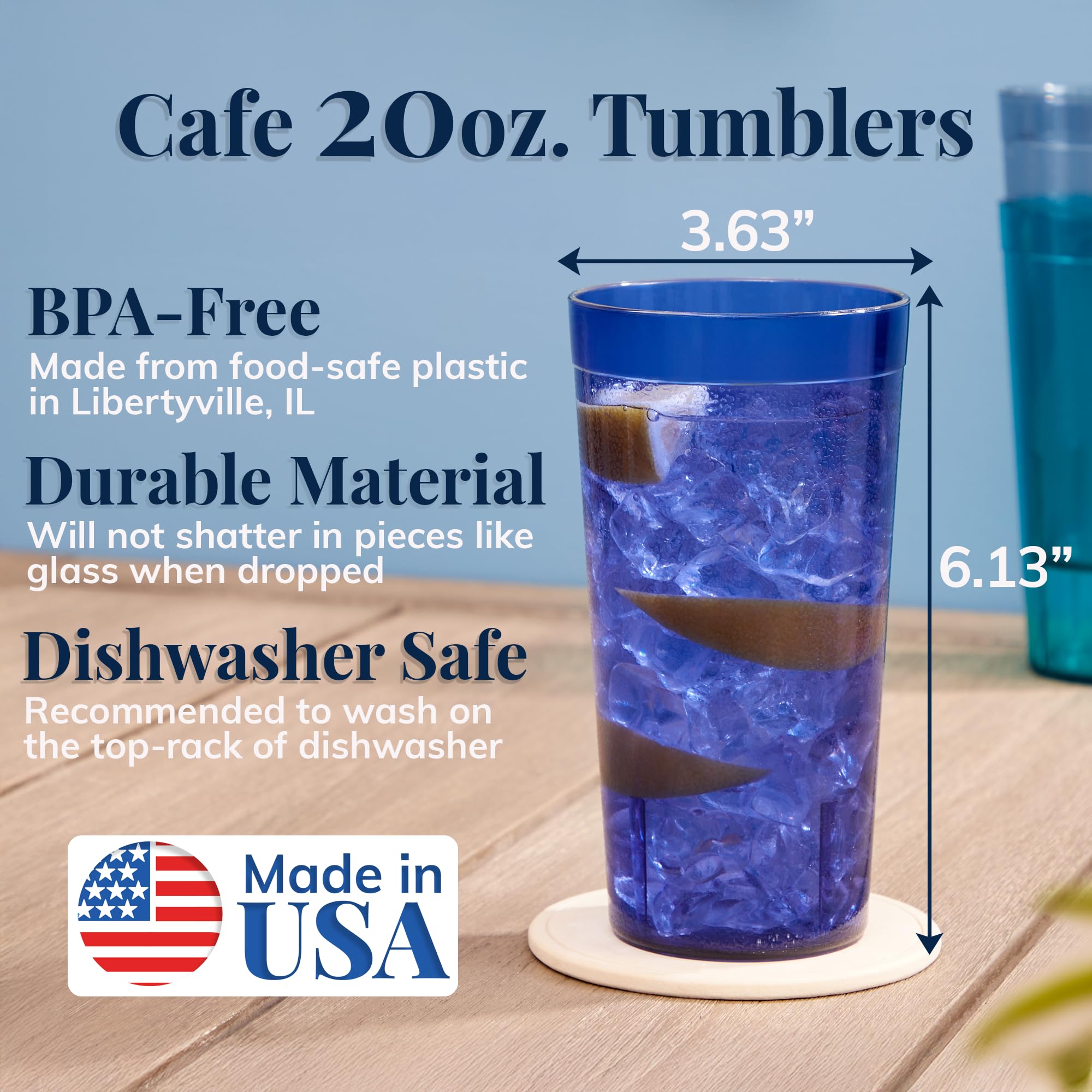 US Acrylic Cafe Tumbler 20oz Teal adds durable, stackable utility for gatherings