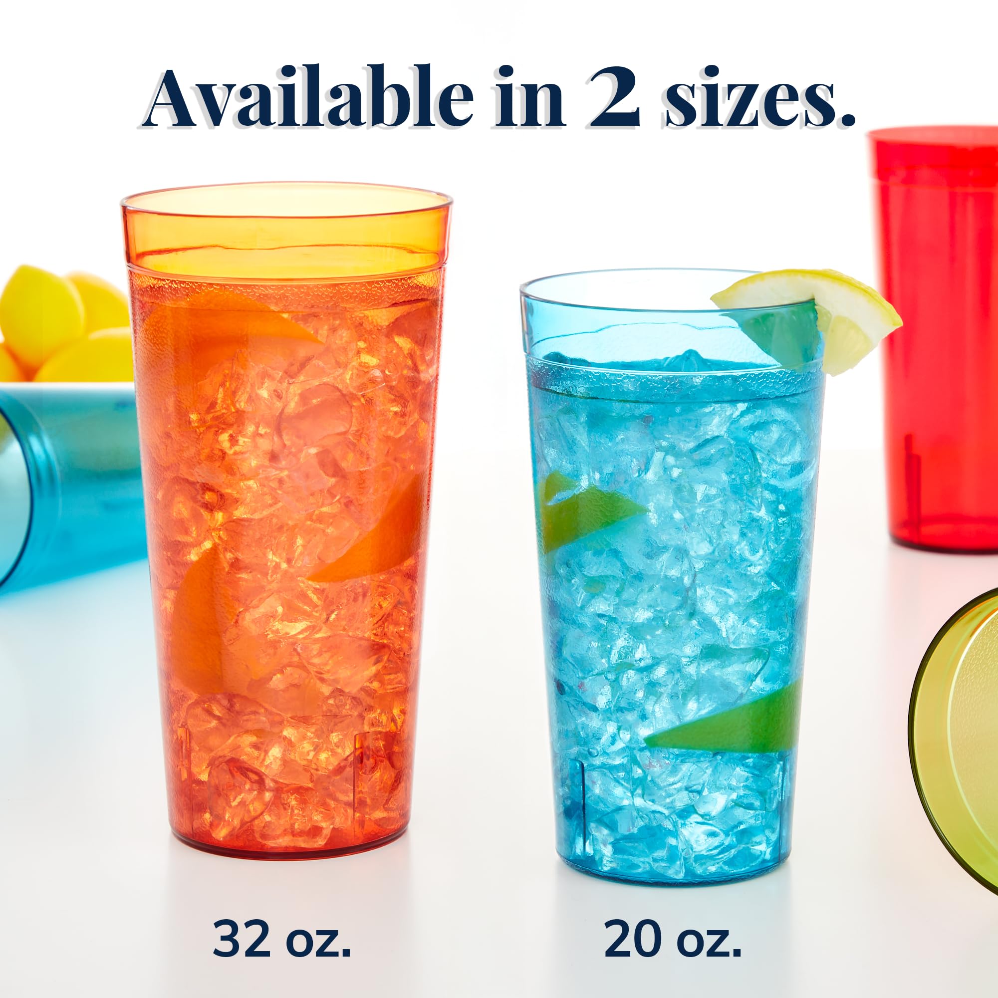 US Acrylic cafe tumbler in red, 20 oz, smooth top edge for easy sipping