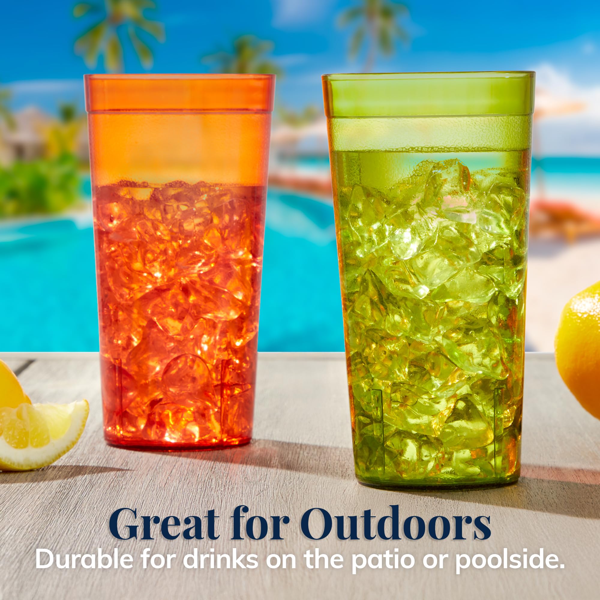 US Acrylic cafe tumblers with textured wall design for grip and style