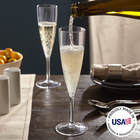 US Acrylic champagne flute 5oz clear base design ideal for toasts and casual gatherings