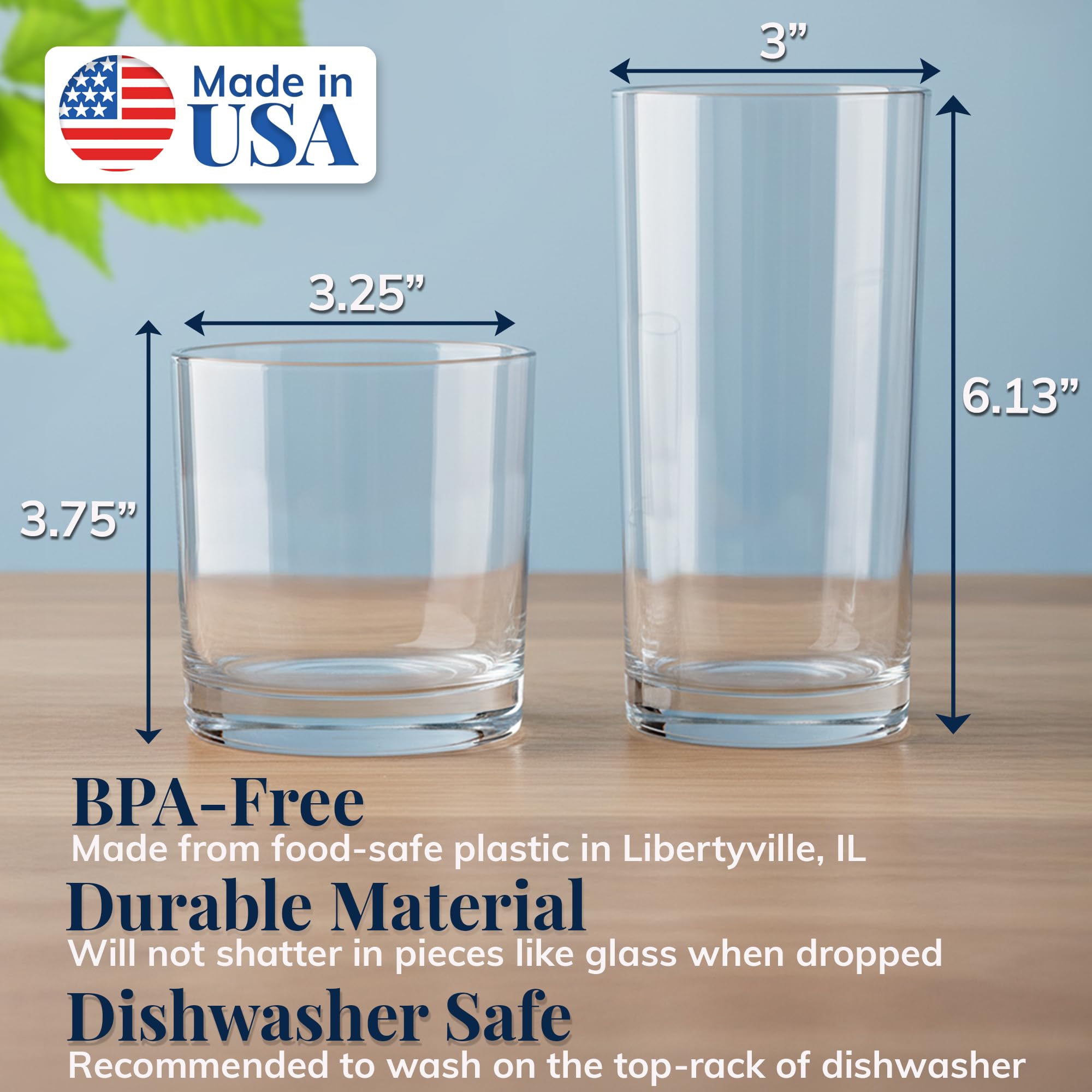 US Acrylic Classic Clear 12oz rock glass side-hold for comfortable grip