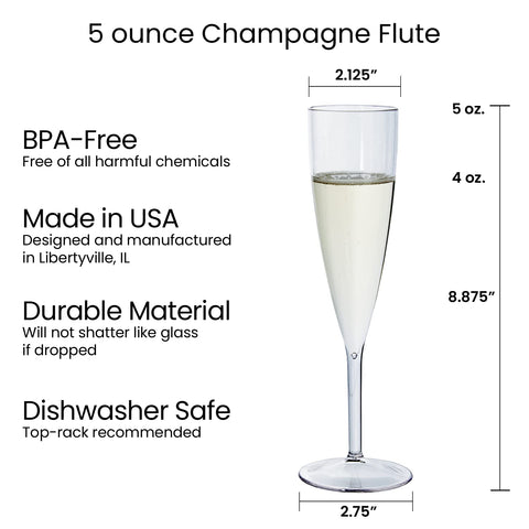 US Acrylic made-in-usa champagne stems combine durability with a glass-like appearance