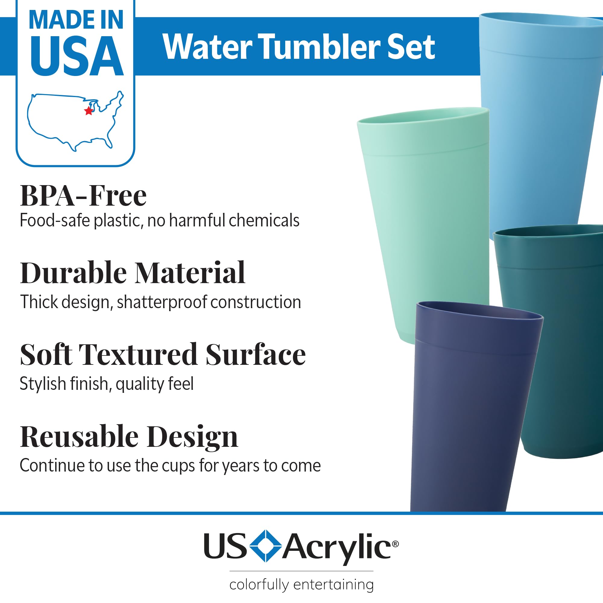 US Acrylic Newport aqua tumbler vibrant color for kitchen and table