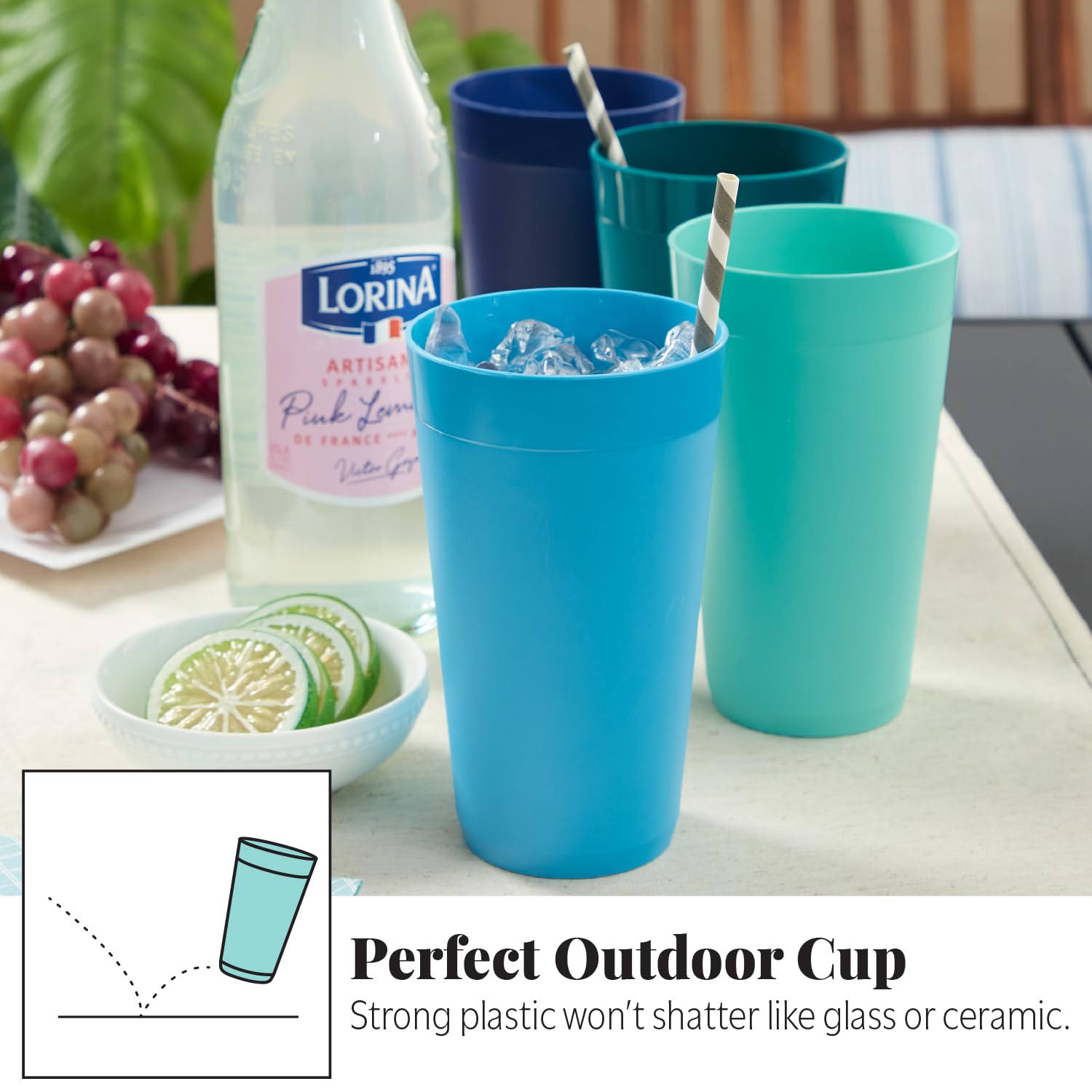 US Acrylic Newport stackable 12-count tumbler set saves cabinet space