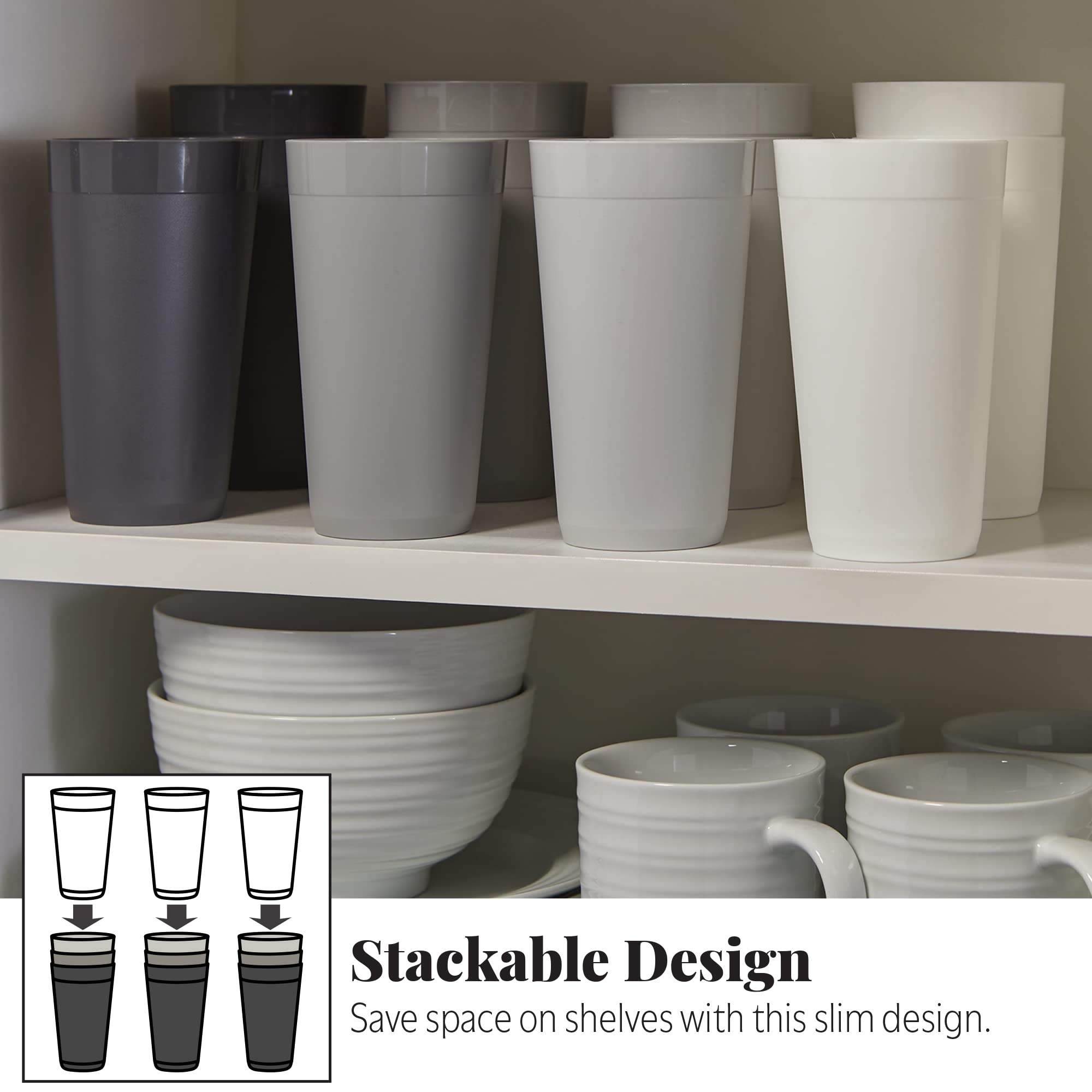 US Acrylic Newport outdoor-ready tumbler in grey stone for patios and camping