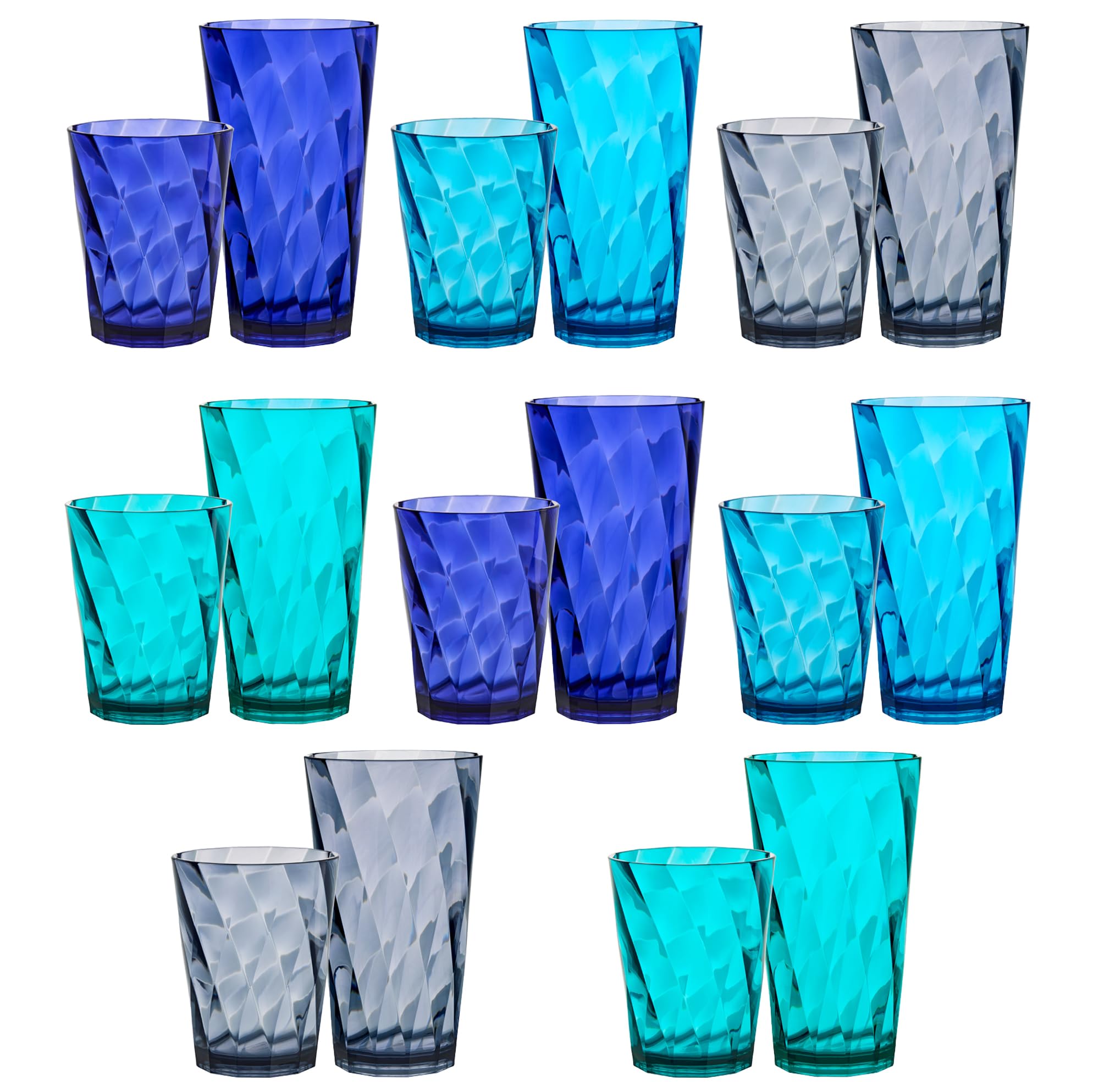 US Acrylic Optix 14oz rocks coastal blue with smooth edge for easy sipping
