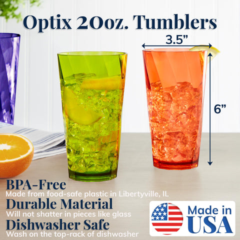 US Acrylic Optix plastic glass with twist pattern ideal for entertaining.