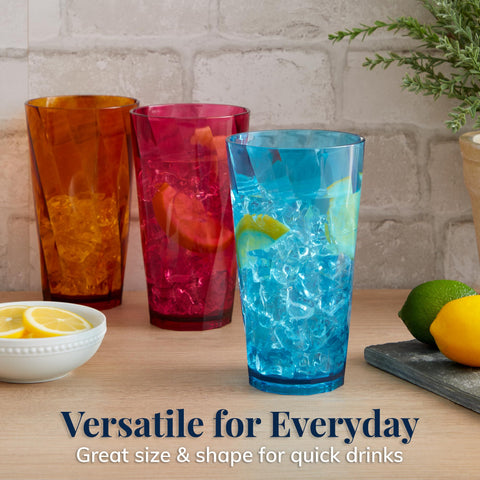 US Acrylic Optix glass with smooth top edge for easy sipping.