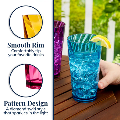 US Acrylic Optix glass with thick base offers sturdy feel.