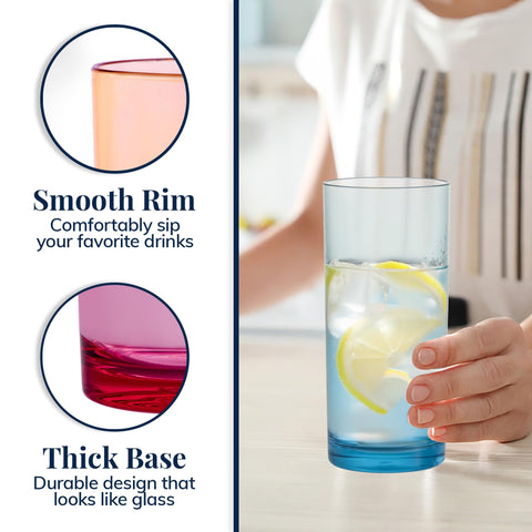 US Acrylic smooth-top-edge cups designed for easy sipping.