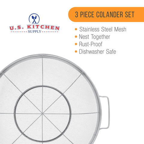 US Kitchen Supply 3-quart colander with easy-grip handles for small batches