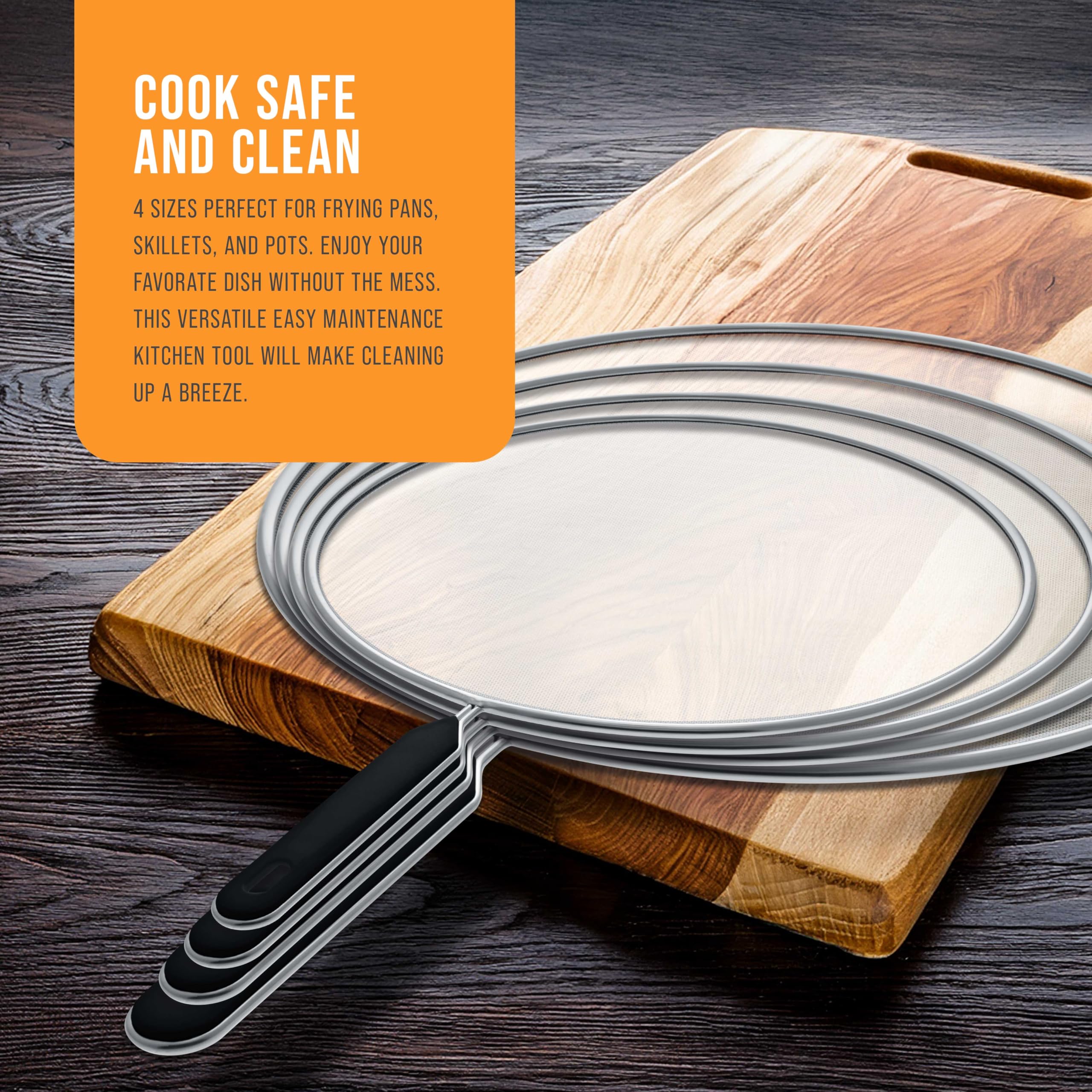 U.S. Kitchen Supply comfort-grip splatter guard with sturdy handle