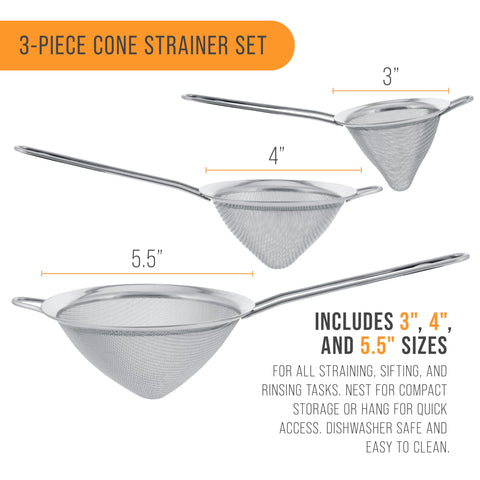 U.S. Kitchen Supply five-and-a-half-inch conical strainer for smooth puree and juices.