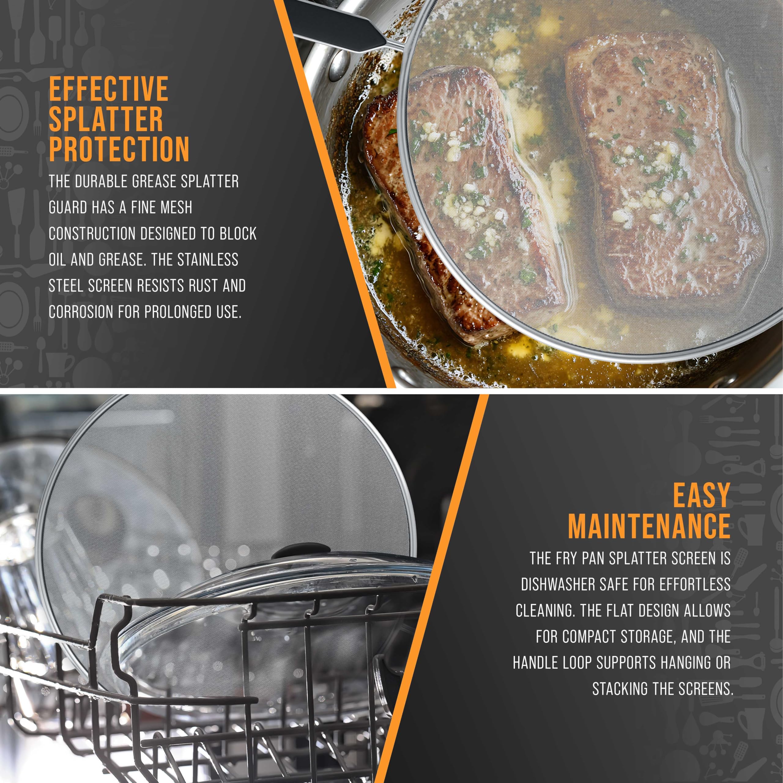 U.S. Kitchen Supply dishwasher-safe splatter guard for easy cleanup