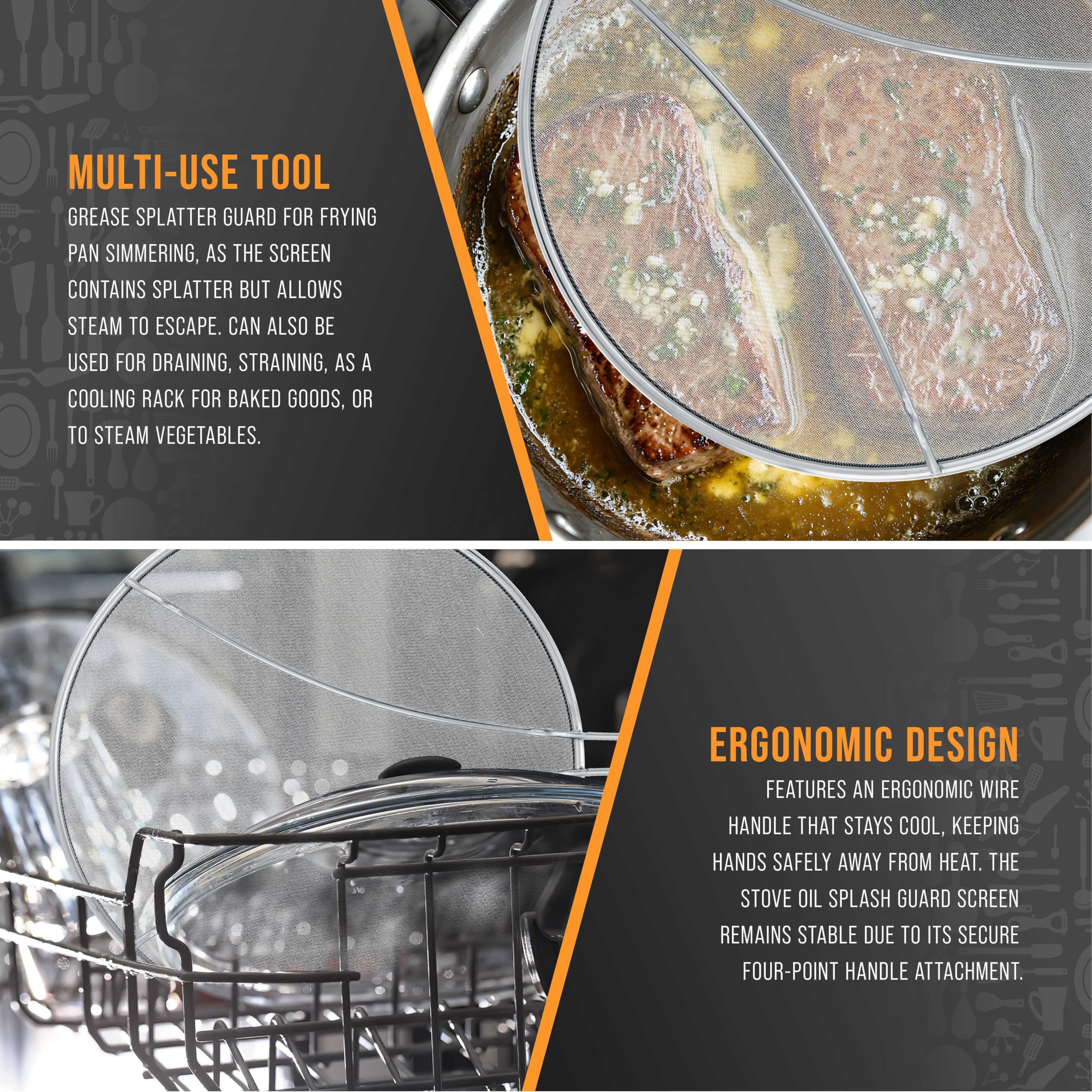 U.S. Kitchen Supply ergonomic handle keeps hands away from heat