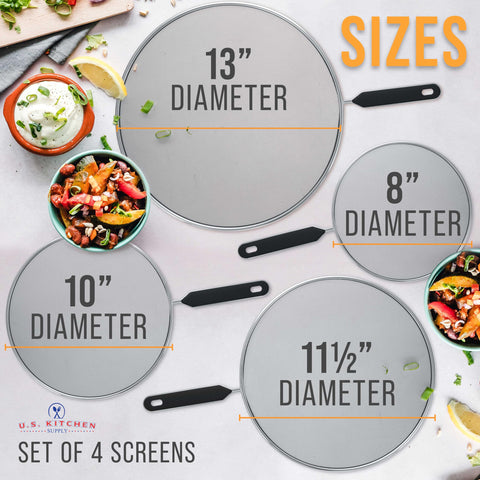 U.S. Kitchen Supply 10-inch guard in use to control grease while sautéing