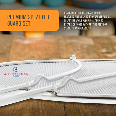 Resting feet visible on U.S. Kitchen Supply splatter guard for stable countertop use