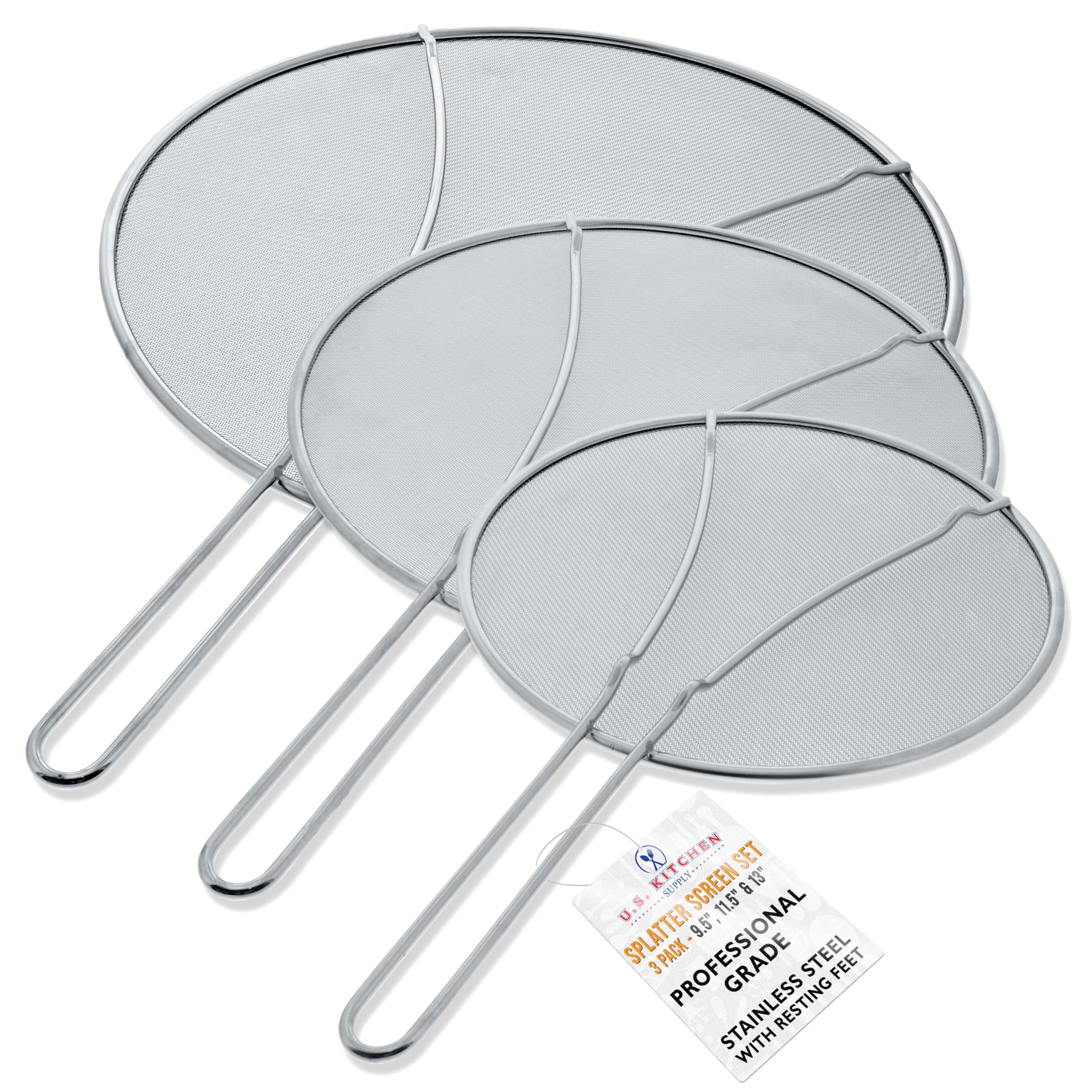 U.S. Kitchen Supply 13-inch splatter screen protecting large pots from splatter