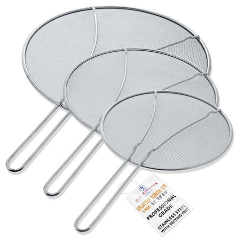 U.S. Kitchen Supply 13-inch splatter screen protecting large pots from splatter