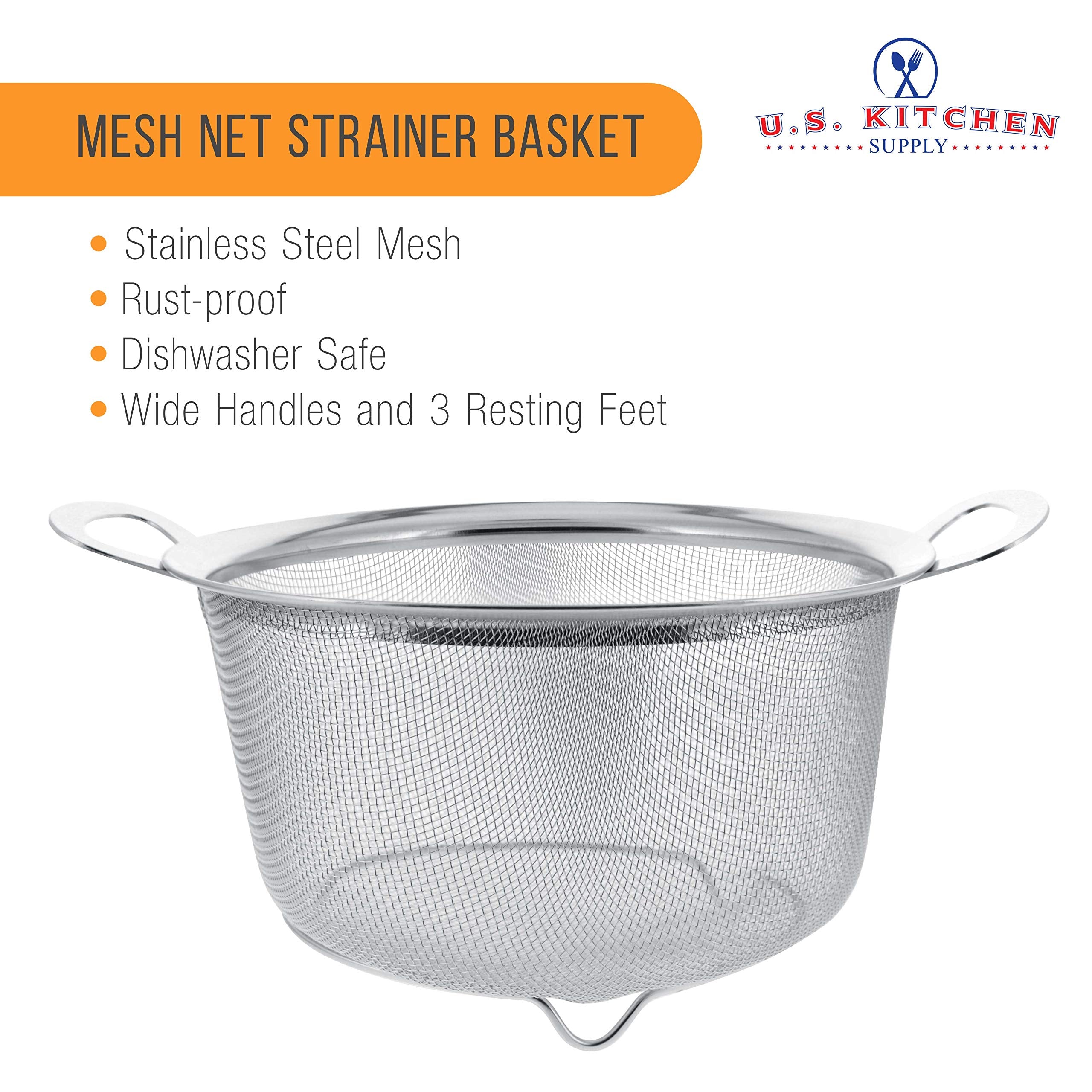 Dishwasher-safe stainless colander with durable mesh