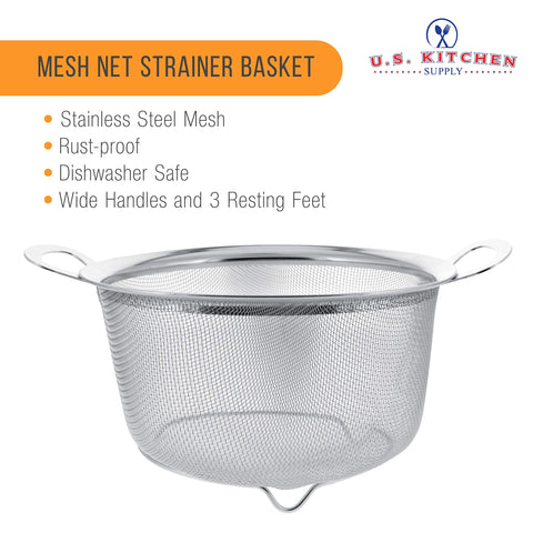 Dishwasher-safe stainless colander with durable mesh