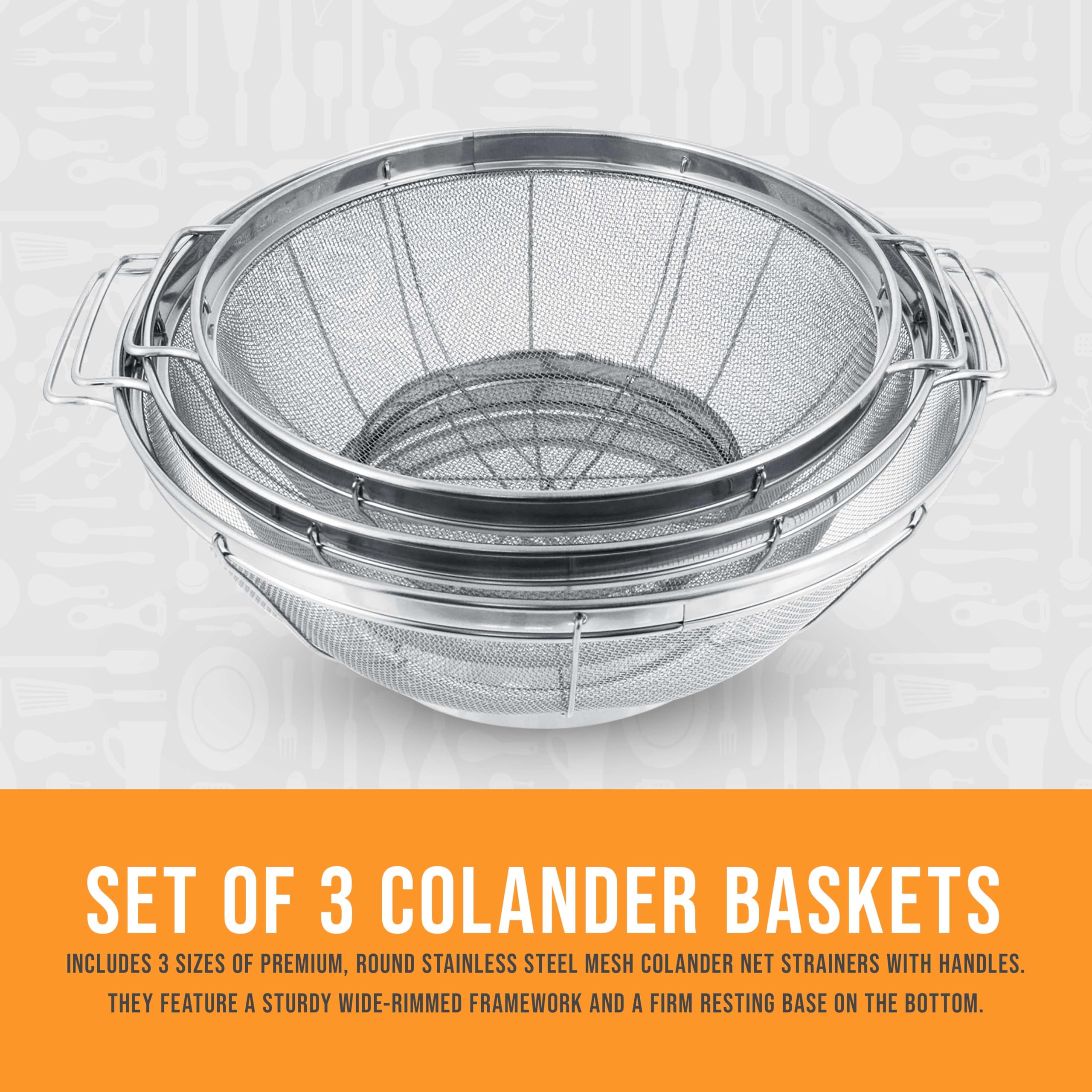 US Kitchen Supply versatile colander for washing, draining, and steaming