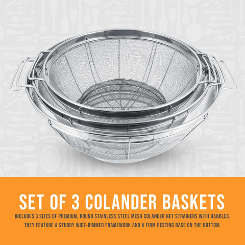 US Kitchen Supply versatile colander for washing, draining, and steaming