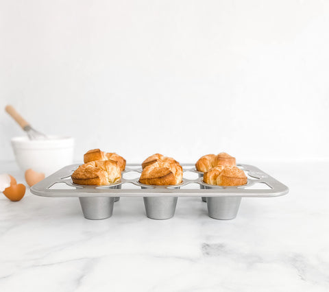USA Pan 6-Well Popover Pan deep wells promote air circulation for even rise