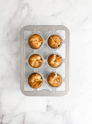 USA Pan 6-Well Popover Pan batch baking six popovers at once