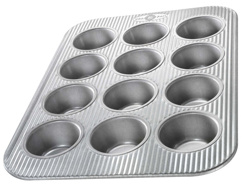 USA Pan muffin pan top view highlights even heat for uniform muffins