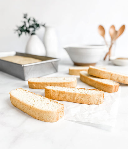 USA Pan biscotti pan with corrugated surface for air circulation.