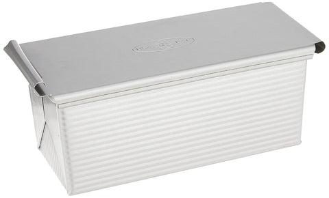 USA Pan Pullman loaf pan with cover front view for uniform rise