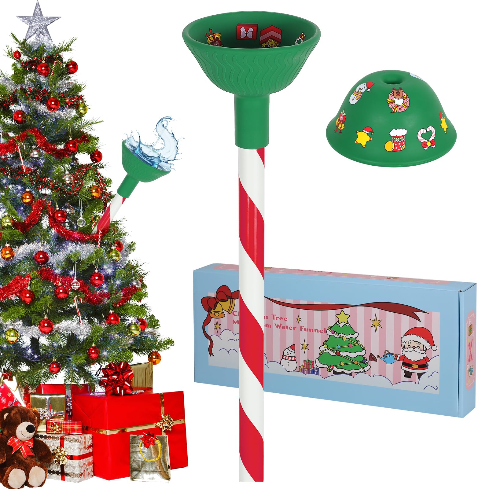 Usakiibebe Christmas tree watering funnel with wide opening for easy filling and spill prevention