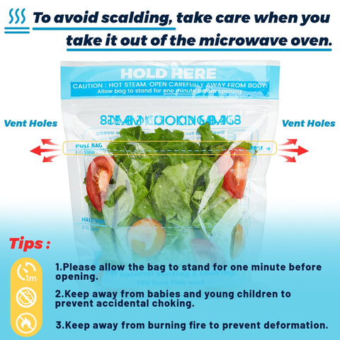 USEAMIE microwave steam bags with meat for even, flavorful cooking.
