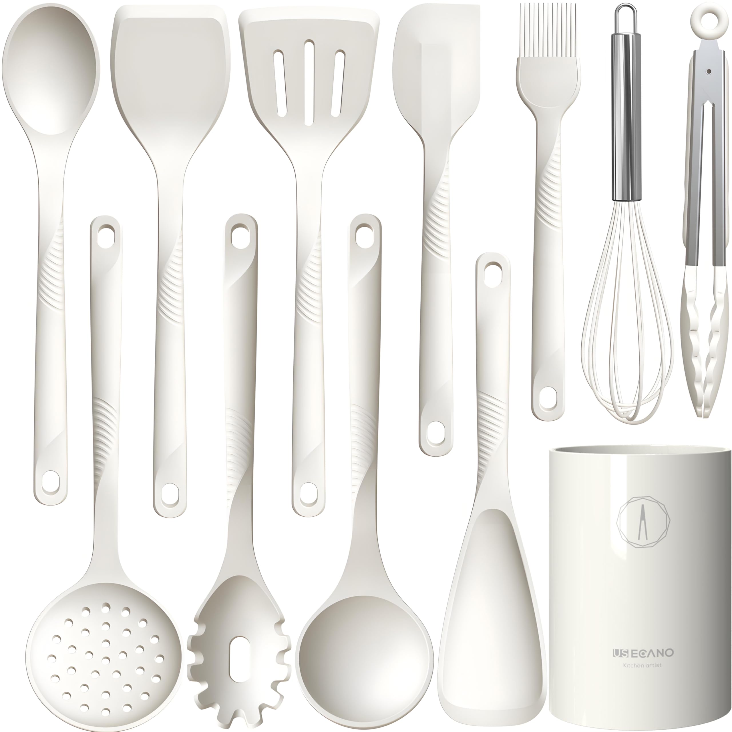 USECANO silicone ladle ideal for hot soups with nonstick cookware protection.