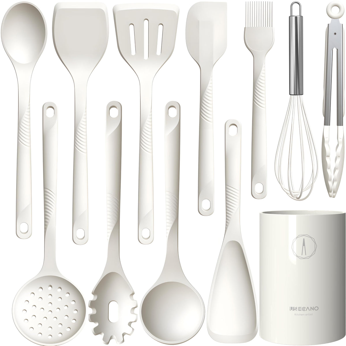 USECANO silicone ladle ideal for hot soups with nonstick cookware protection.