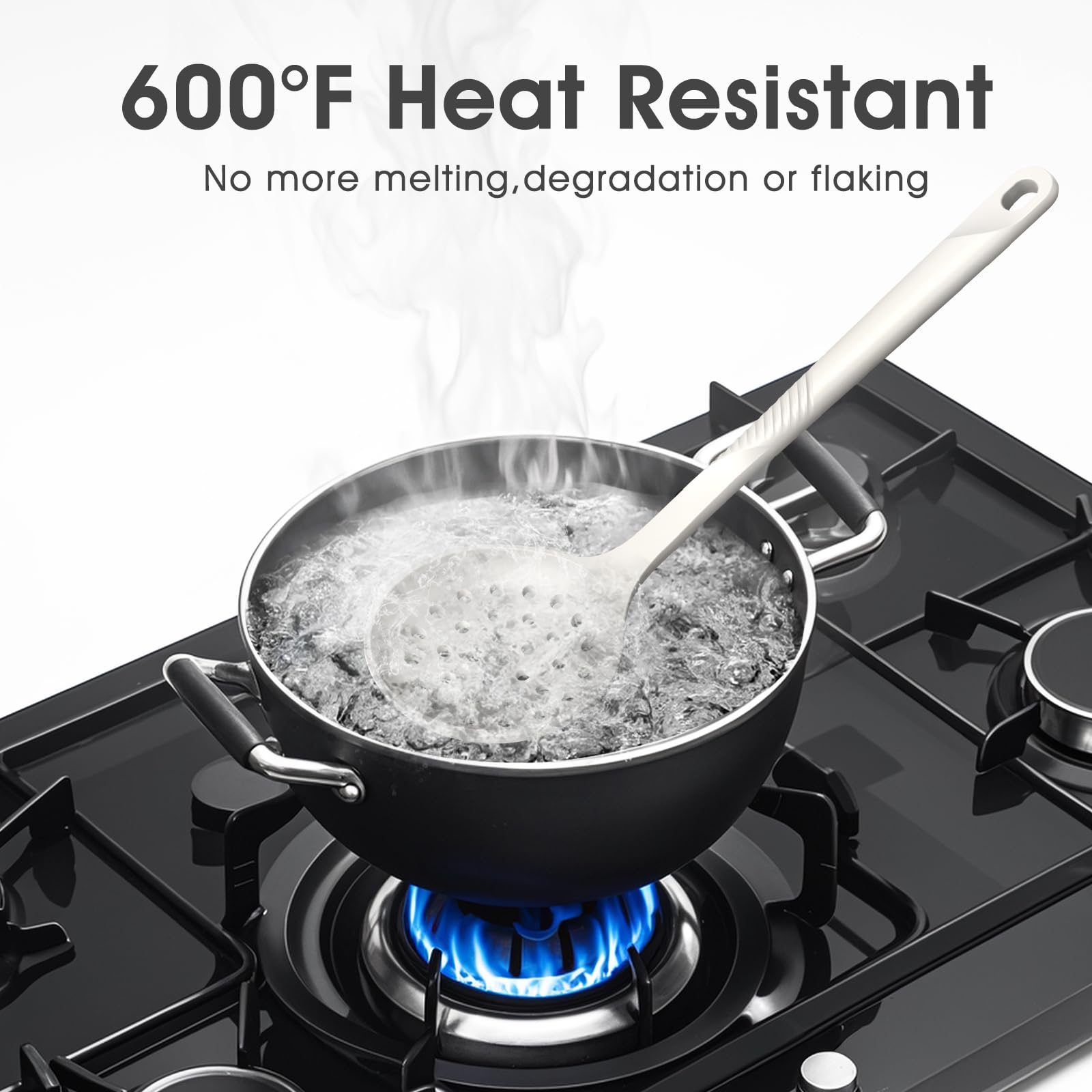USECANO large spatula glides under foods and scrapes cleanly.