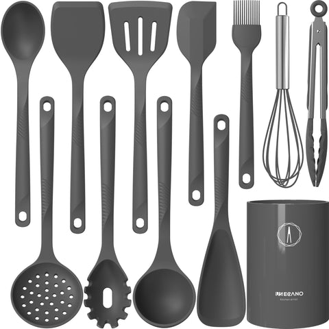USECANO silicone ladle, heat resistant and gentle on nonstick pans.