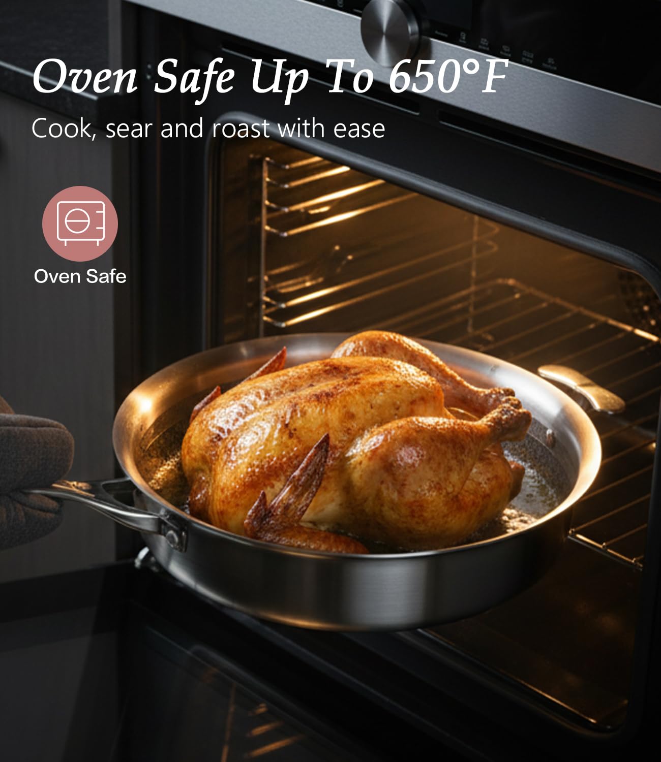 USELUCK 5-ply construction delivers stable heat even with acidic ingredients.