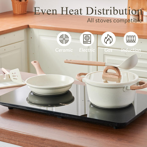 USELUCK nonstick ceramic coating promotes easy release and quick cleanup.
