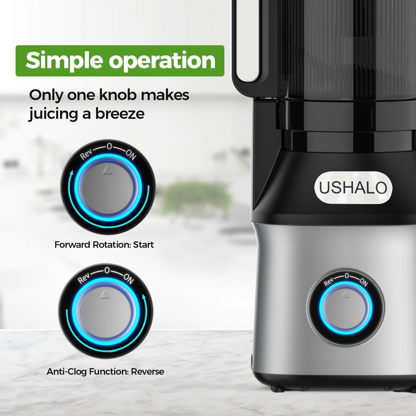 USHALO BPA-free juicer parts ensure safe, clean juice.