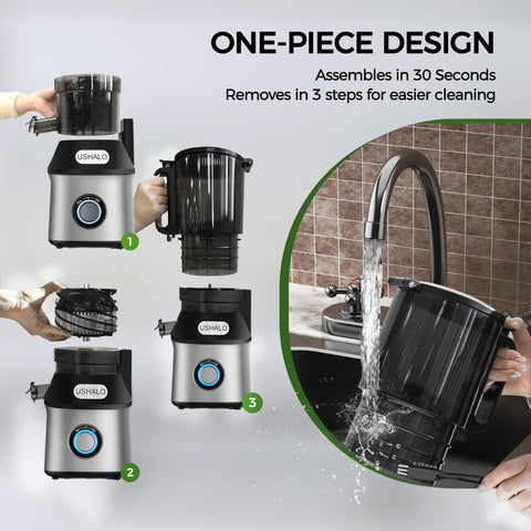 USHALO easy-clean design with 3-piece assembly and brush.