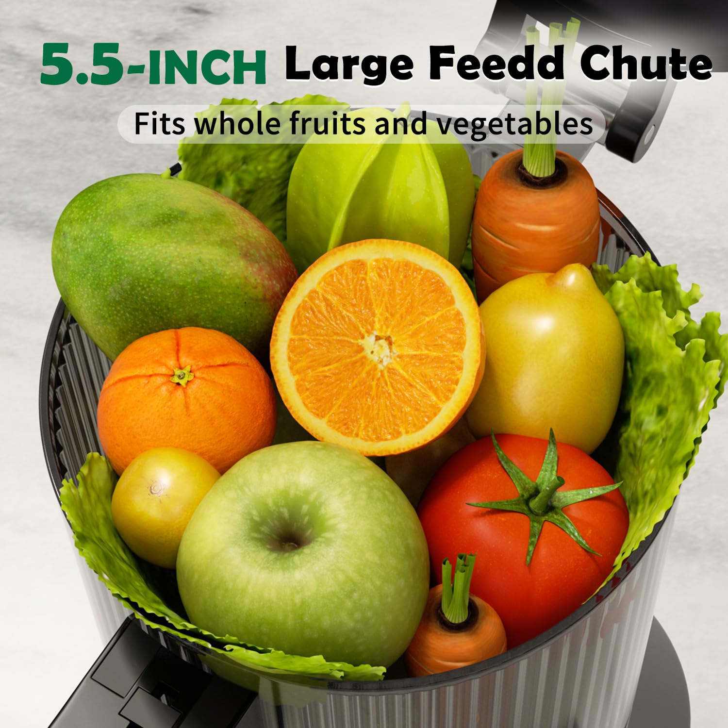 USHALO juicer 300W motor powers efficient juicing for fast results.