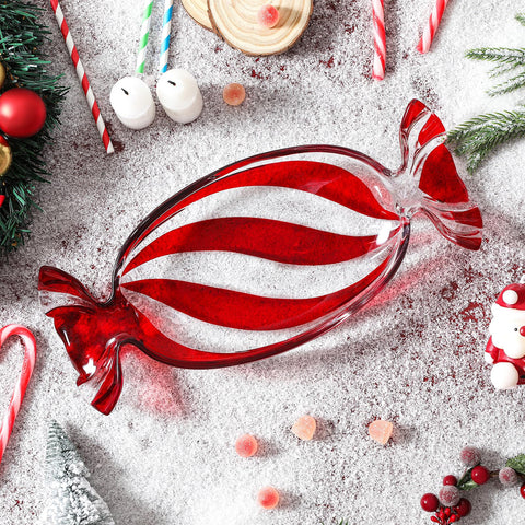 USmagically Christmas Candy Glass Plate centerpiece with desserts for a festive table