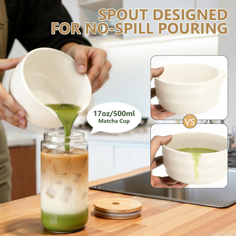 USUCHA bamboo scoop with holder for easy powder scooping